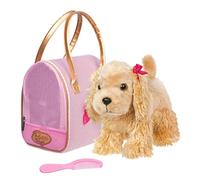 Pucci Pups - Borsa glam a punti dorati e Cocker Spaniel - Cane di peluche e borsa da trasporto - Cucciolo di peluche con accessori - Cucciolo Cocker Spaniel farcito - 2 anni +