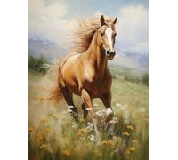 PUCHEN 5D fai-da-te per foratura completa, Cavallo Animale Che Corre Sull'erba,F,50 * 70CM Ricamo a punto croce con strass,immagini di pittura diamantata con numeri per bambini, decorazione murale