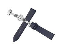 PUCHEN Cinta di orologio in pelle sottile colorata 10mm - banda di guardia da 24mm whvband universale con fibbia farfalla, Blu navy, 19mm