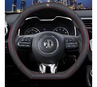 PUCIO Coprivolante in Pelle per MG ZS 2021 2022 2023, Impermeabile Copriruota Coperchio del Volante Coprimanubrio, Decorazione Accessori Interno, Rosso-D