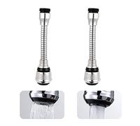 PUCIO Rompigetto Rubinetto Cucina, 2×lungo Prolunga Rubinetto, Rubinetto Cucina Rompigetto, 360° Rubinetto Rotante Extender, Adattatore Rubinetto per Cucina, Bagno, Argento(15.5cm×3.4cm)