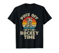 Puck Off It's Hockey Time Hockey Giocatore di hockey su ghiaccio retrò Maglietta