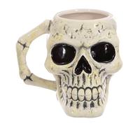 Puckator Ancient Skull Head Shaped Mug Tazza a Forma di Teschio, Ceramica, Avorio/Nero, 10.5 Centimeters cm