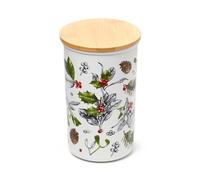 Puckator Barattolo Contenitore in rPET con Coperchio in Bambù - Botaniche Invernali, Decorazioni Natalizie per la Casa
