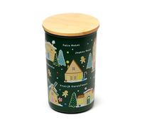 Puckator Barattolo Contenitore in rPET con Coperchio in Bambù - Christmas Village Baker Street, Decorazioni Natalizie per la Casa
