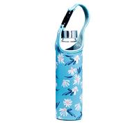 Puckator Borraccia in Vetro con Tappo in Metallo e Portaborraccia - Margherite