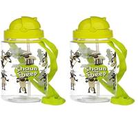 Puckator Borraccia per Bambini con Cannuccia 450ml - Shaun, Vita da Pecora (Confezione da 2)