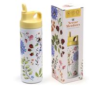 Puckator - Borraccia Termica in Acciaio INOX con Cannuccia e Apertura Flip Top - 500ml - Api - Nectar Meadows - 24 ore Freddo - 12 ore Caldo