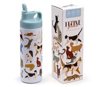 Puckator - Borraccia Termica in Acciaio INOX con cannuccia e Apertura Flip Top - 500ml - Gatti - Feline Fine - BPA Free - Design a doppia parete