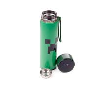 Puckator BOT183 Minecraft Creeper Reusable Stainless Steel Hot & Cold Thermal Insulated Drinks Bottle Digital Thermometer 450ml