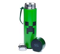 Puckator BOT183 Minecraft Creeper Reusable Stainless Steel Hot & Cold Thermal Insulated Drinks Bottle Digital Thermometer 450ml