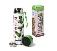 Puckator Bottiglia Termica in Acciaio con Termometro LED - Creeper & TNT - Borraccia Minecraft 450ml - Design a Doppia Parete