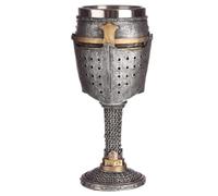 Puckator - Calice decorativo da collezione con casco medievale e catena, in resina, multicolore, altezza 19 cm, larghezza 8,5 cm, profondità 9 cm