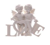 Puckator Cherubs Pair Holding Love Letters CHE82-Coppia d'angioletti Che reggono Le Lettere, PVC, Bianco, 11,5 x 4 x 9,5 cm