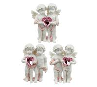 Puckator - Coppia di Dolci Angioletti con Cuore - Set da 3 Statuine in Resina, Cherubini Amore Eterno, Peace of Heaven