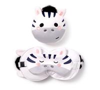 Puckator Cuscino da Viaggio con Maschera Relaxeazzz - Bali la Zebra - Animali Dolci