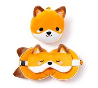 Puckator Cuscino da Viaggio con Maschera Relaxeazzz - Finnick la Volpe - Animali Dolci