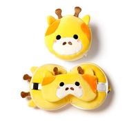 Puckator Cuscino da Viaggio con Maschera - Relaxeazzz - Giraffa - Animali Dolci