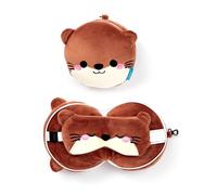Puckator Cuscino da Viaggio con Maschera Relaxeazzz - Henry la Lontra - Animali Dolci
