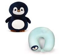 Cuscino da viaggio 2 in 1 - pinguino oceanico Puckator Swapseazzz Adoramals Bleu TU