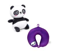 Puckator Cuscino da Viaggio con Peluche 2 in 1 Susu il Panda | Cuscino-Peluche Reversibile