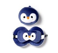 Puckator CUSH227, Cuscino da Viaggio con Maschera Relaxeazzz - Pinguino - Animali Dolci