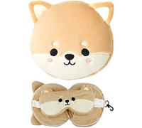 Puckator CUSH230, Cuscino da Viaggio con Maschera Relaxeazzz - Cane Shiba - Animali Dolci