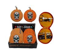 Puckator Day of the Dead - Set manicure rotondo da 5 pezzi - Kit per la cura delle unghie Set regalo per donne e uomini - Cura personale sicura - Kit di accessori essenziali per le vacanze da viaggio