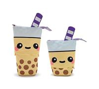 Puckator Foodiemals - Astuccio pop-up in tela, motivo: Boba The Bubble Tea, materiale scolastico, astuccio grande capacità, astuccio con cerniera, accessori per l'ufficio, astuccio carino,