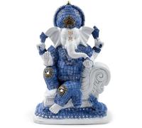 Puckator GAN21 Statua Ganesh Meditazione Bianco Blu H-26.5cm Nuova in Scatola