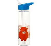 Puckator Highland Cow Borraccia Acqua 550 ml Plastica Cannuccia Riutilizzabile