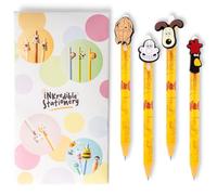 Puckator Inkredible Penna cancellabile | Wallace & Gromit Character Retrattile Novità Penne | Divertente cancelleria regalo | Inchiostro blu | Confezione da 4 disegni