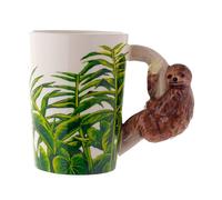 Puckator Jungle Explorer Sloth Tazza in ceramica a forma di manico a forma di barra, bevande calde, scatola regalo decorativa, altezza 11 cm, larghezza 13,5 cm, profondità 8,5 cm