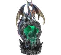 Puckator Porta incenso a cascata a LED con dragone di ghiaccio scuro in resina, decorazione per aromaterapia, 6 coni a riflusso, altezza 28 cm, larghezza 15,5 cm, profondità 13 cm, multi