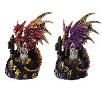 Puckator LED Kristall Burg Drache Sammelobjekt, resina, misto, altezza 19 cm larghezza 14 cm profondità 11,5 cm