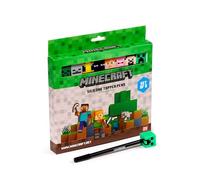 Puckator Minecraft - Set di 8 penne a punta fine con punta in silicone, graziose, estetiche, non sbavano, per scuola, ufficio, scrittura, disegno, diario, collage, set di cancelleria