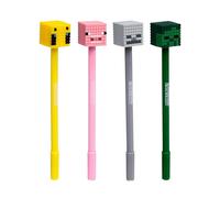 Puckator Minecraft Topper Pen (maiale/ape/zombie/scheletro), ottimo regalo per studenti da insegnanti, regalo di fine anno per alunni, penna come regalo di classe, penna per studenti