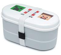 Puckator Minecraft Volti - Contenitore porta pranzo bento, per adulti e bambini, con scomparti, forchetta e cucchiaio, contenitore per snack, contenitori per alimenti con coperchio, impilabile