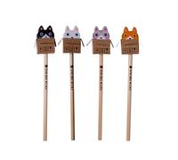 Puckator Novelty Kids Cat in a Box Design, Multi, Lunghezza Totale 21 cm, Matita 17 cm, Gomma 4,5 x 2,5 x 1,5 cm