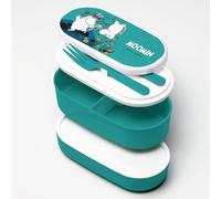 Puckator - Porta Pranzo Bento Box impilabile per adulti e bambini, con scomparti, forchetta e cucchiaio - Moomin
