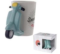Puckator Scooter Retrò Tazza con Manico Sagomato, Ceramica, Verde, Idea Regalo Particolare e Originale 14 x 11 x 8.5 cm