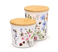 Puckator - Set di 2 Barattoli in rPET con Tappo in Bambù - Api - Nectar Meadows