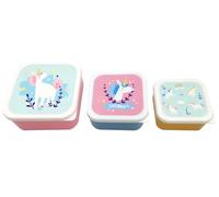 Puckator Unicorn Magic, set di 3 contenitori per il pranzo e snack, S/M/L, con scomparti multipli, piccoli contenitori per alimenti, per adulti e bambini, per bambini e bambine, per preparare il cibo