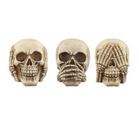 Puckator Set di 3 Teschi-Non Vedo, Non Sento, Non Parlo, Resina, Multi, Height 11cm Width 10cm Depth 14cm