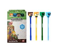 Puckator Set di 4 penne cancellabili con punta in silicone stile Chibi di Minecraft - Ideali per il rientro a scuola!