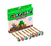 Puckator Set di 8 penne cancellabili con punta in silicone Minecraft, belle estetiche per il rientro a scuola, penne gel cancellabili, penna con gomma per bambini, ufficio, scrittura e disegno