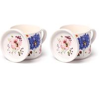 Puckator Set Tazza in Porcellana e Sottobicchiere/Coperchio 2 in 1 - Api & Fiori - Nectar Meadows, Confezione Regalo (Confezione da 2)