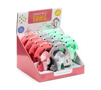 Puckator Shark - Ventilatore manuale portatile, portatile, turbo, rosa, con manovella manuale, silenzioso, gadget essenziale per campeggio, festival, refrigeratore per il collo