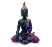 Puckator - Statua di Buddha Thailandese in Meditazione Onirica - Nero e Viola - Realizzata in Resina e Dipinta a Mano