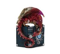 Puckator Statua Drago di Fuoco - Libro dell'Onniveggenza - Incubo Incantato, Dipinto a Mano, Realizzato in Resina